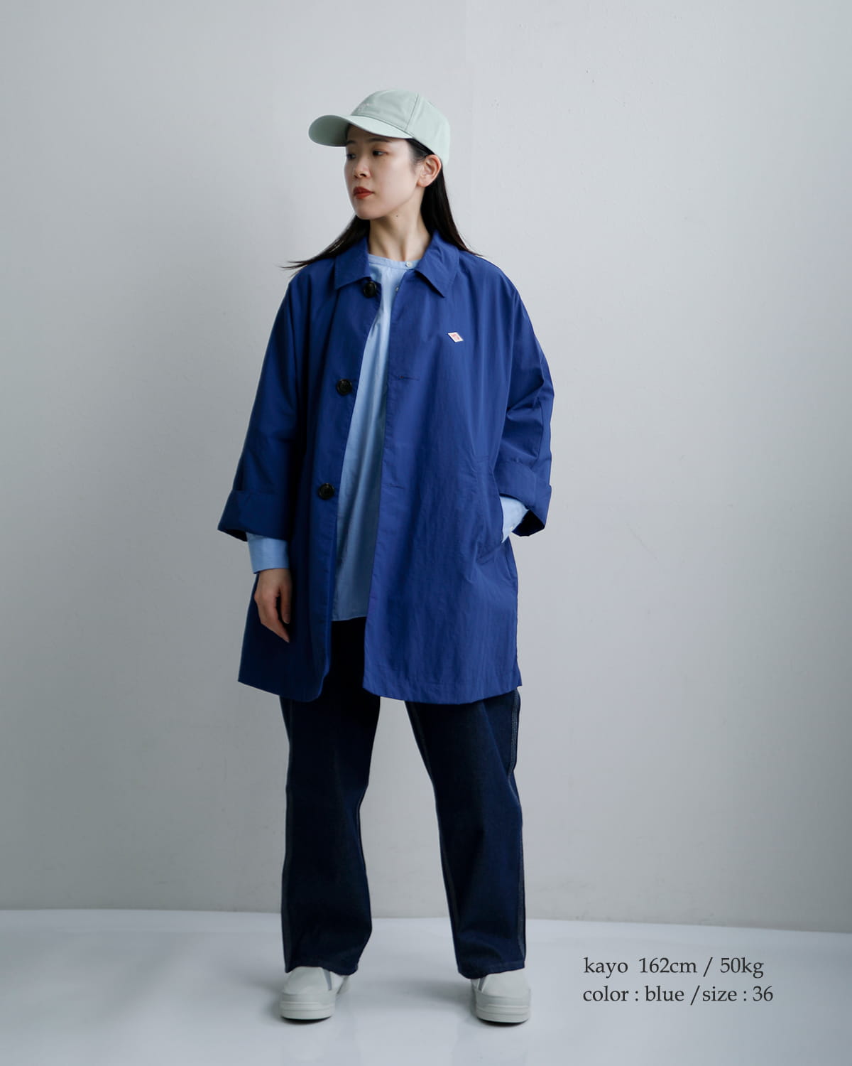 DANTONナイロンオックス ドルマンスリーブ ステンカラー コート dt-a0769tny