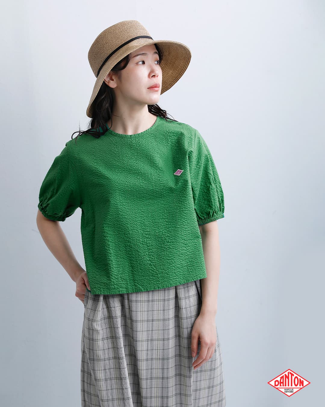 DANTONコットン プルオーバー 半袖シャツ dt-b0439ukk