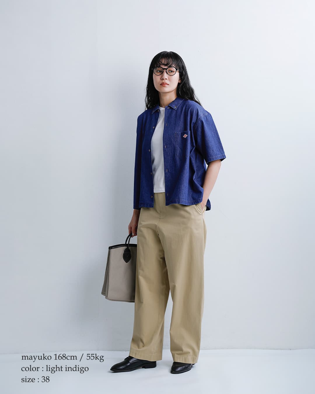 DANTON6oz インディゴ ダンガリー ボタンダウン 半袖 シャツ dt-b0443dug