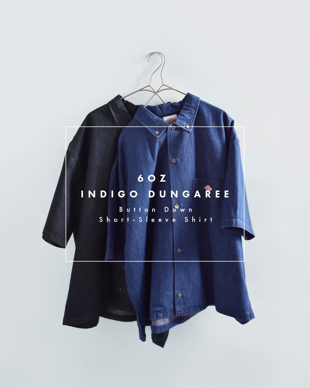 DANTON ダントン 6oz インディゴ ダンガリー ボタンダウン 半袖 シャツ