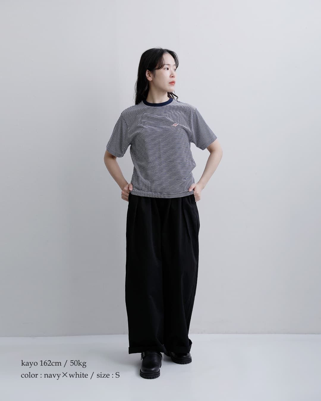 DANTONコットンジャージー ボーダー クルーネック インナーTシャツ dt-c0195cvt-26ss