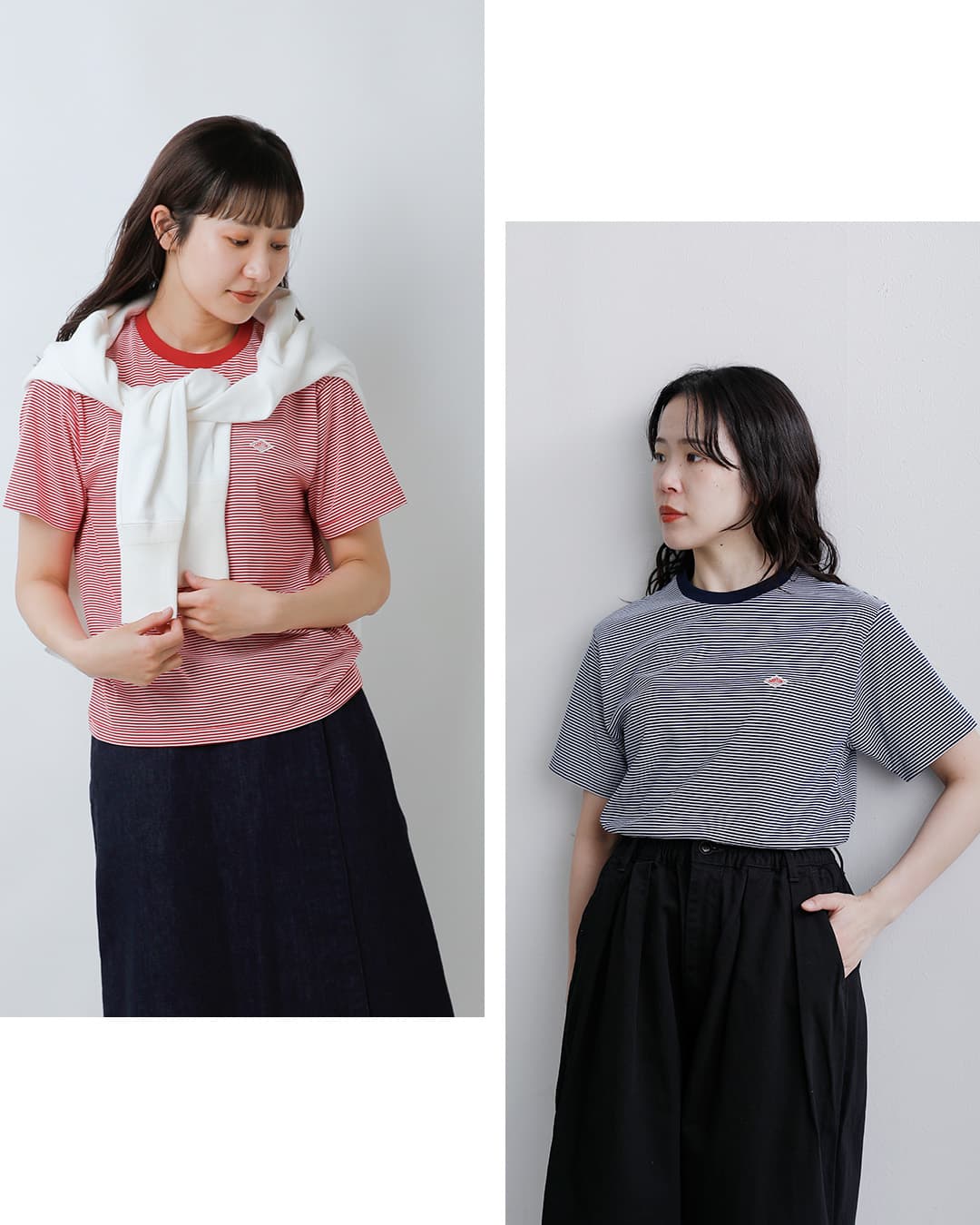 DANTONコットンジャージー ボーダー クルーネック インナーTシャツ dt-c0195cvt-26ss