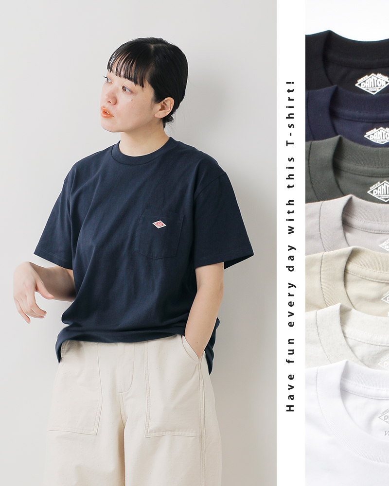 DANTON(ダントン)コットンオープンエンドジャージーポケットTシャツdt-c0197tcb