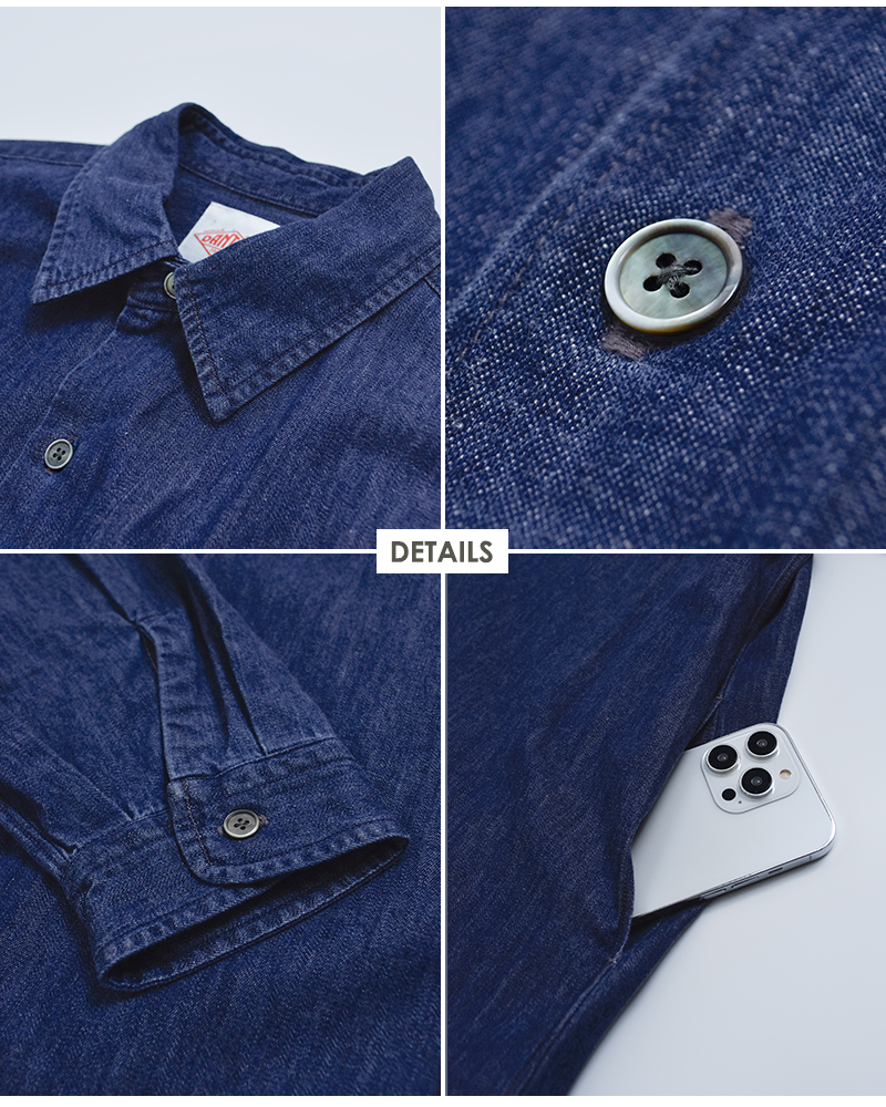 DANTON(ダントン)インディゴダンガリーレギュラーカラーロングシャツワンピースdt-g0115dug