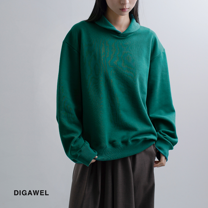 DIGAWEL ディガウェル コットン ショールカラー 長袖スウェットシャツ