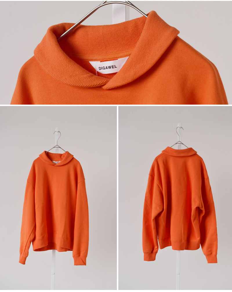 DIGAWEL(ディガウェル)コットンショールカラー長袖スウェットシャツdwaa016