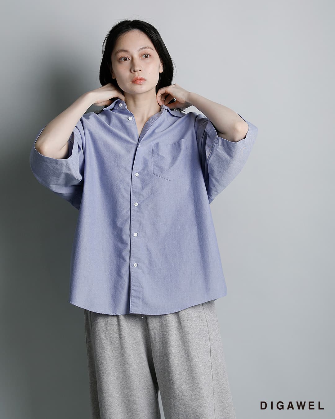 DIGAWELコットン オーバーサイズ 半袖シャツ dwaa035