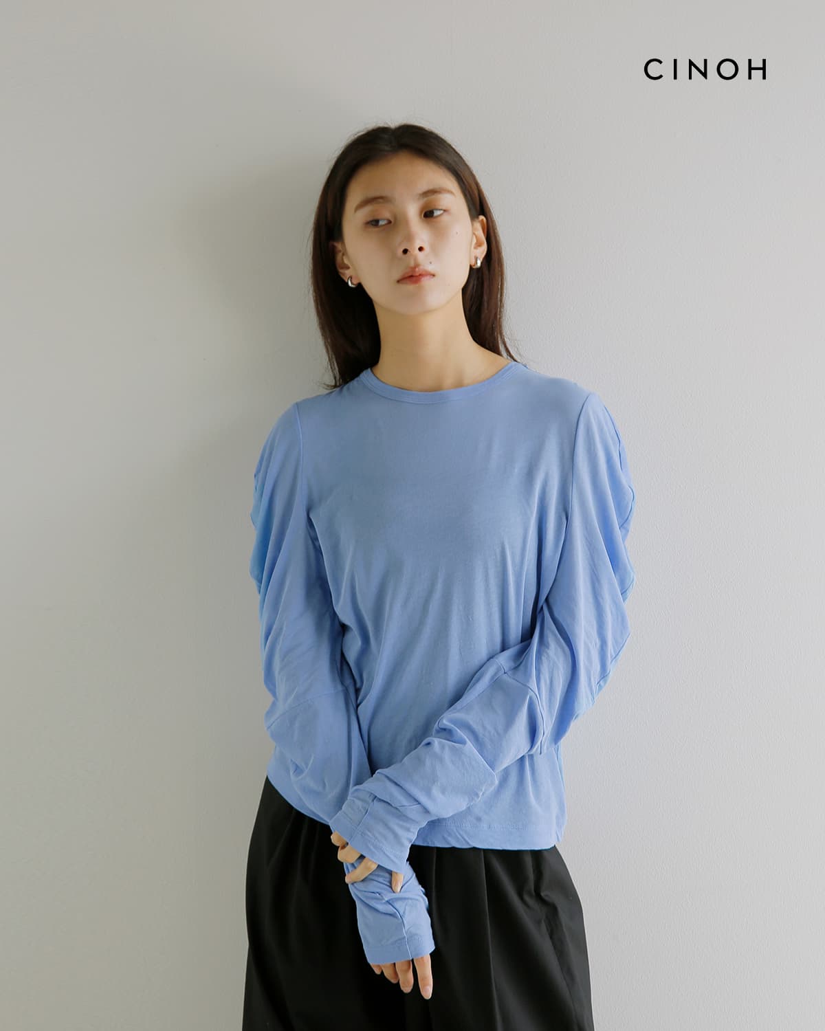 CINOH(チノ)コットン天竺 シアー ロングスリーブ プルオーバー “SHEF enso/円相”e-40-041