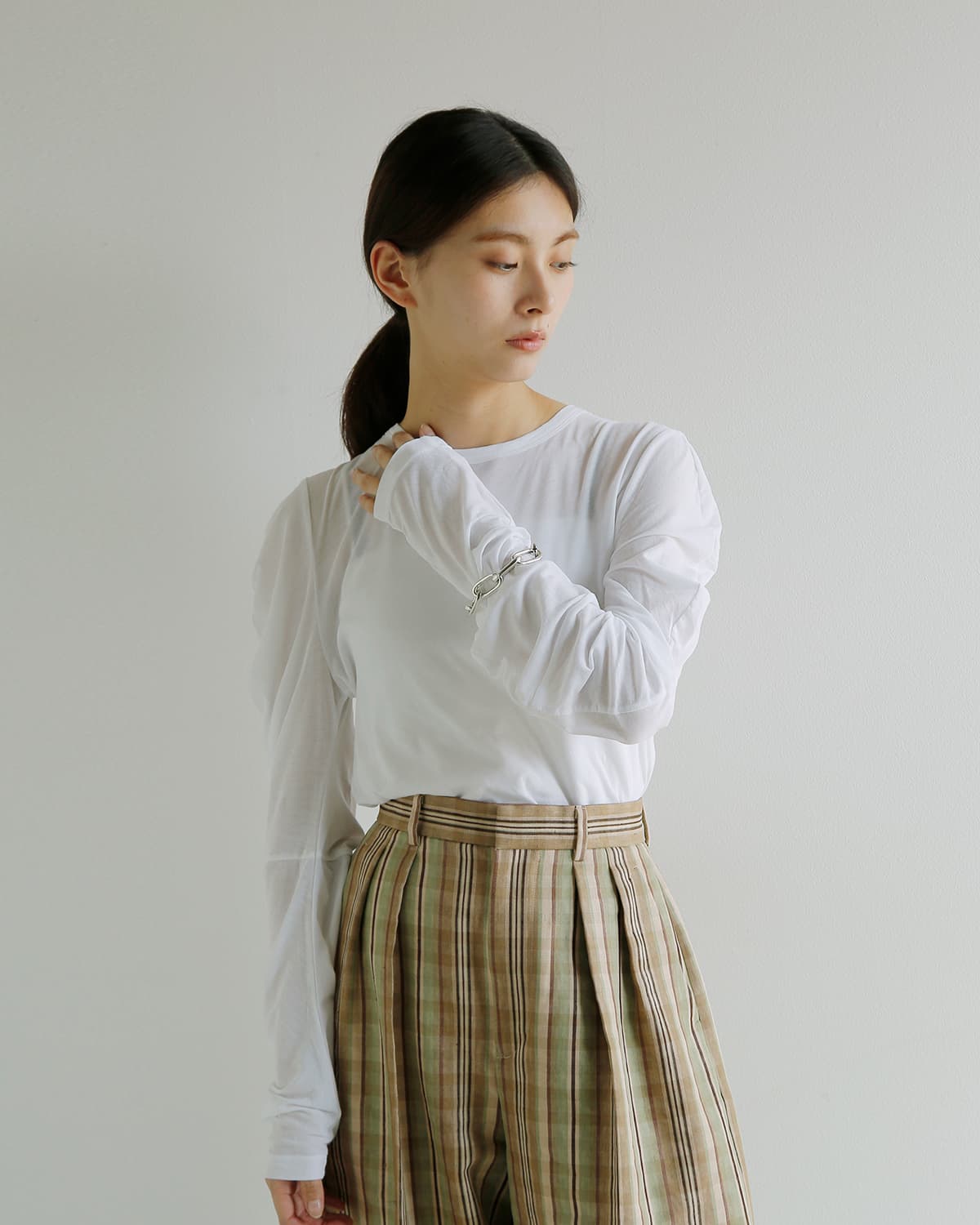 CINOH(チノ)コットン天竺シアー ロングスリーブプルオーバー  “SHEF enso/円相” e-40-041