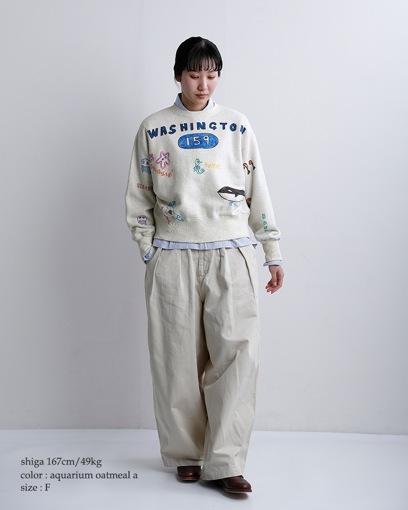 ESTROISLOSE(エストゥロワルーズ)コットンクルーネックロングスリーブ手描きイラストスウェットec26201-a-z