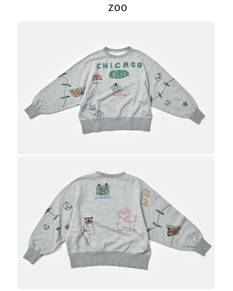 ESTROISLOSE(エストゥロワルーズ)コットンクルーネックロングスリーブ手描きイラストスウェットec26201-a-z