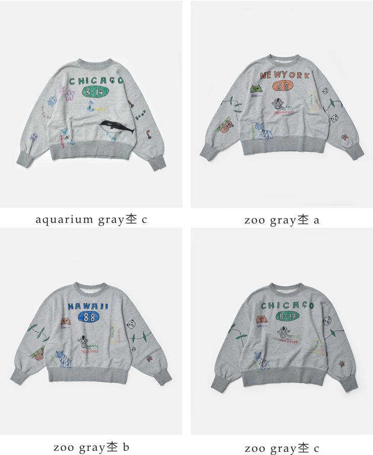 ESTROISLOSE(エストゥロワルーズ)コットンクルーネックロングスリーブ手描きイラストスウェットec26201-a-z