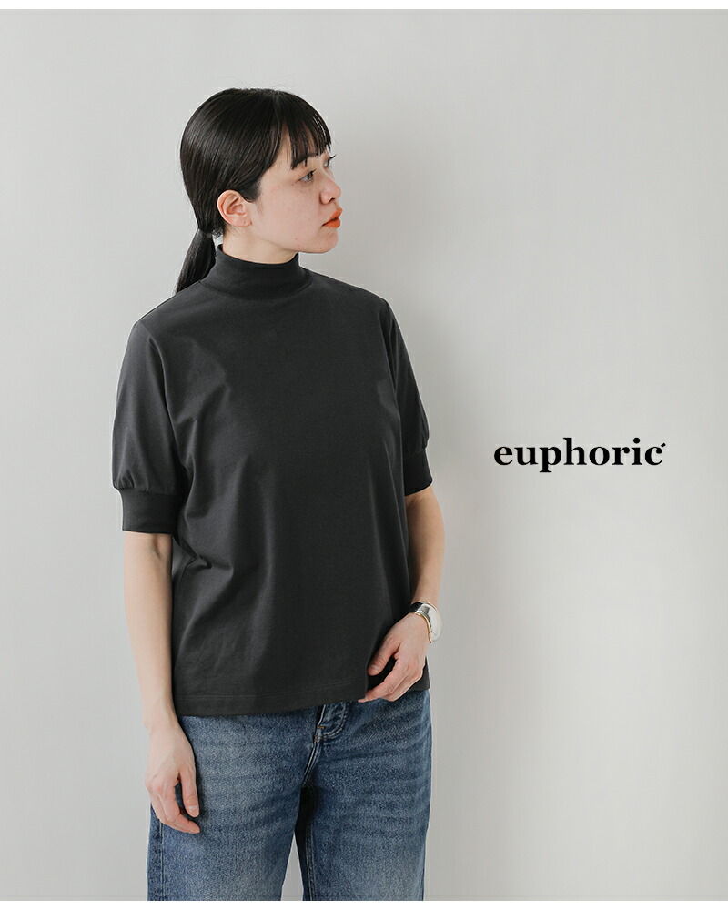 euphoric(ユーフォリック)スペインピマコットンモックネックプルオーバー“MockneckTops”eu-ct5111