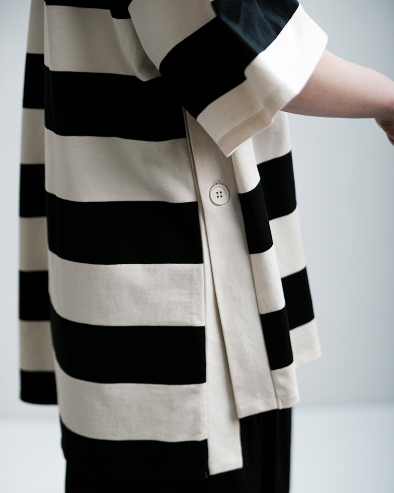 euphoric(ユーフォリック)コットンボーダースリットTシャツ“BorderSlitTee”eu-ct5403