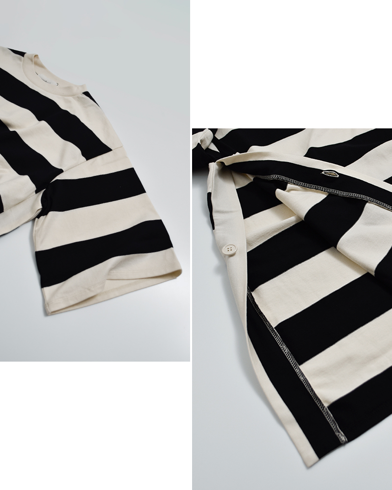 euphoric(ユーフォリック)コットンボーダースリットTシャツ“BorderSlitTee”eu-ct5403