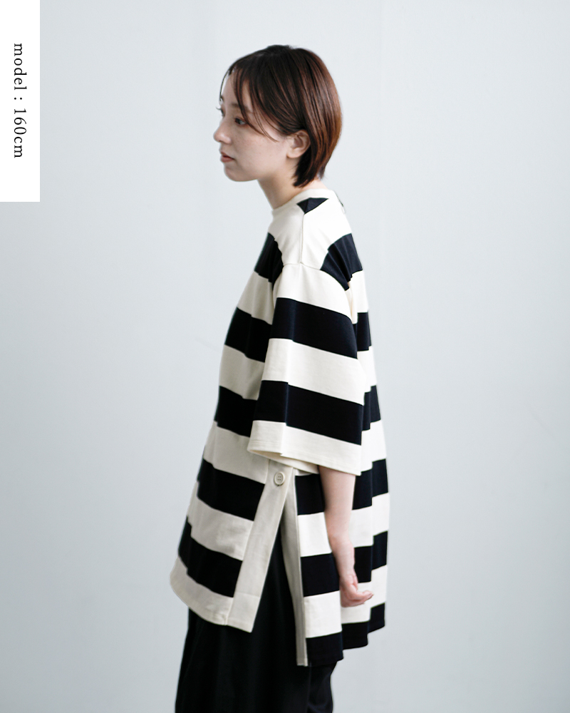 euphoric(ユーフォリック)コットンボーダースリットTシャツ“BorderSlitTee”eu-ct5403