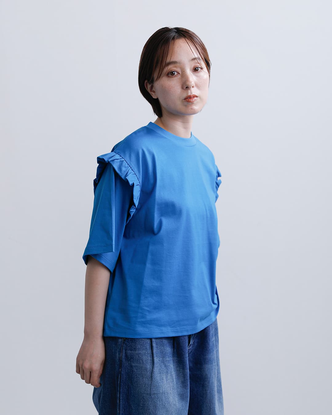 euphoric’コットン ジャージー フリル Tシャツ “Frill T-shirt” eu-ct6113