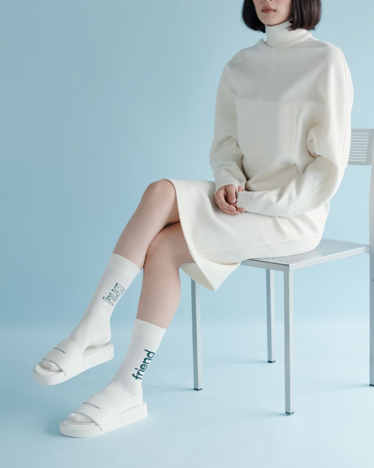 beautiful people(ビューティフルピープル) ロゴ入りリブソックス片足用 “feels ﾍﾞﾀ文字 / 抜き文字 socks” f030511945-6