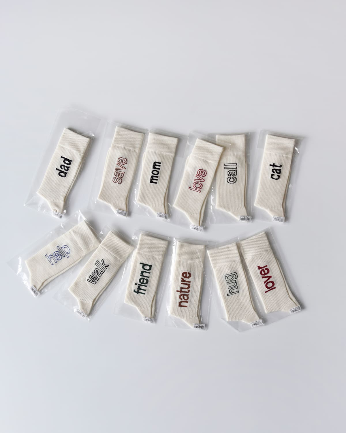 beautiful people(ビューティフルピープル) ロゴ入りリブソックス片足用 “feels ﾍﾞﾀ文字 / 抜き文字 socks” f030511945-6