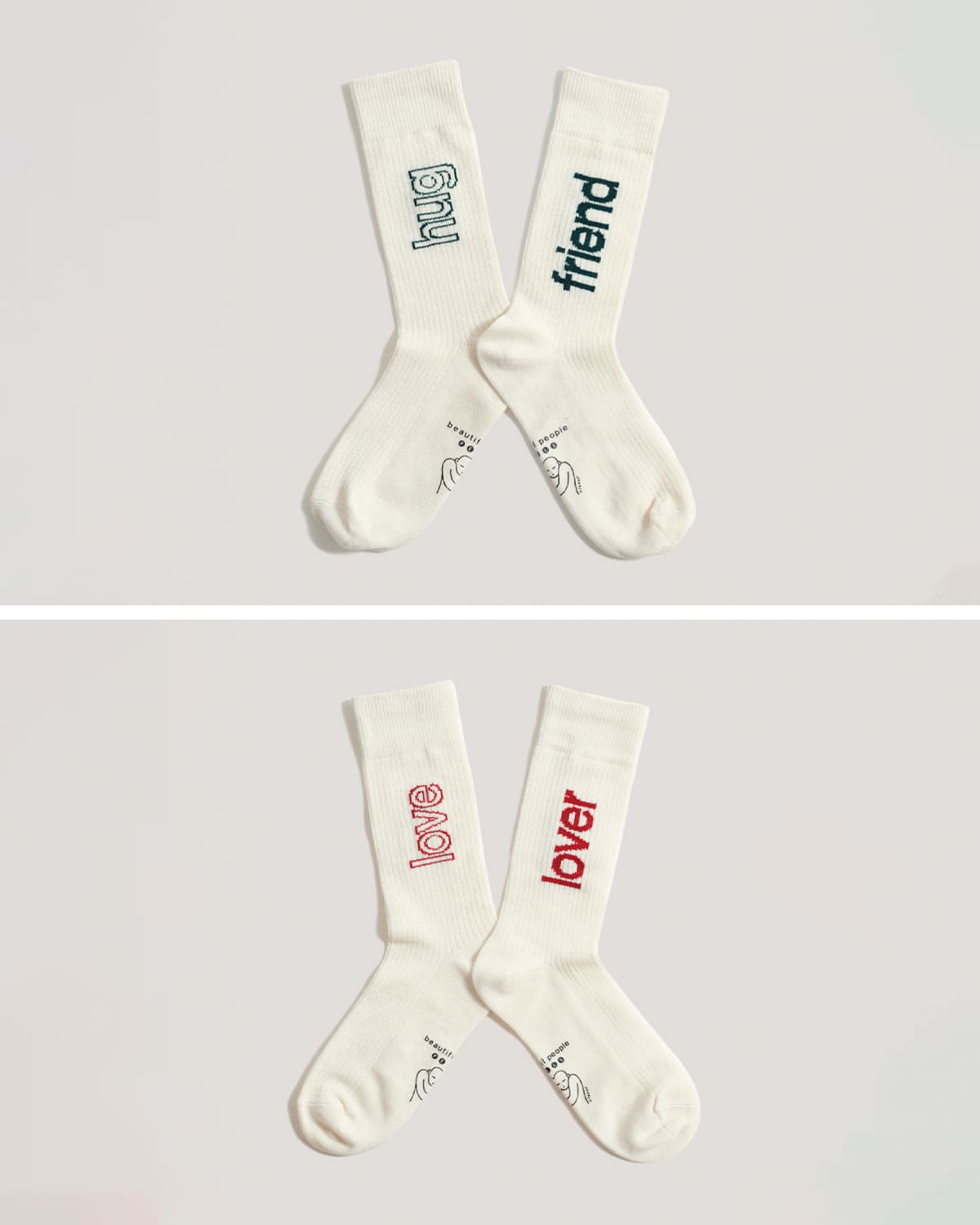 beautiful people(ビューティフルピープル) ロゴ入りリブソックス片足用 “feels ﾍﾞﾀ文字 / 抜き文字 socks” f030511945-6
