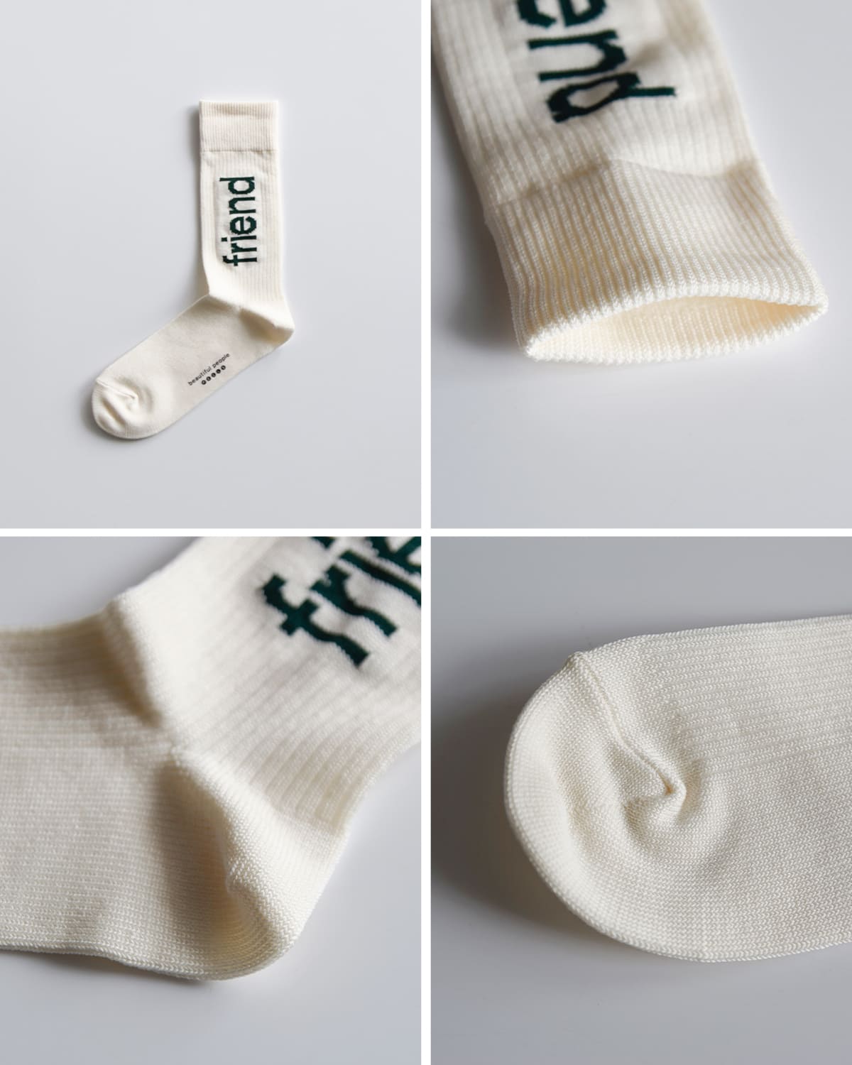 beautiful people(ビューティフルピープル) ロゴ入りリブソックス片足用 “feels ﾍﾞﾀ文字 / 抜き文字 socks” f030511945-6