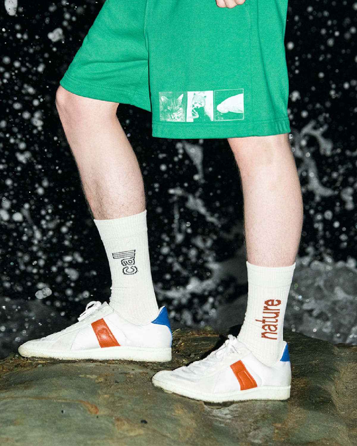 beautiful people(ビューティフルピープル) ロゴ入りリブソックス片足用 “feels ﾍﾞﾀ文字 / 抜き文字 socks” f030511945-6