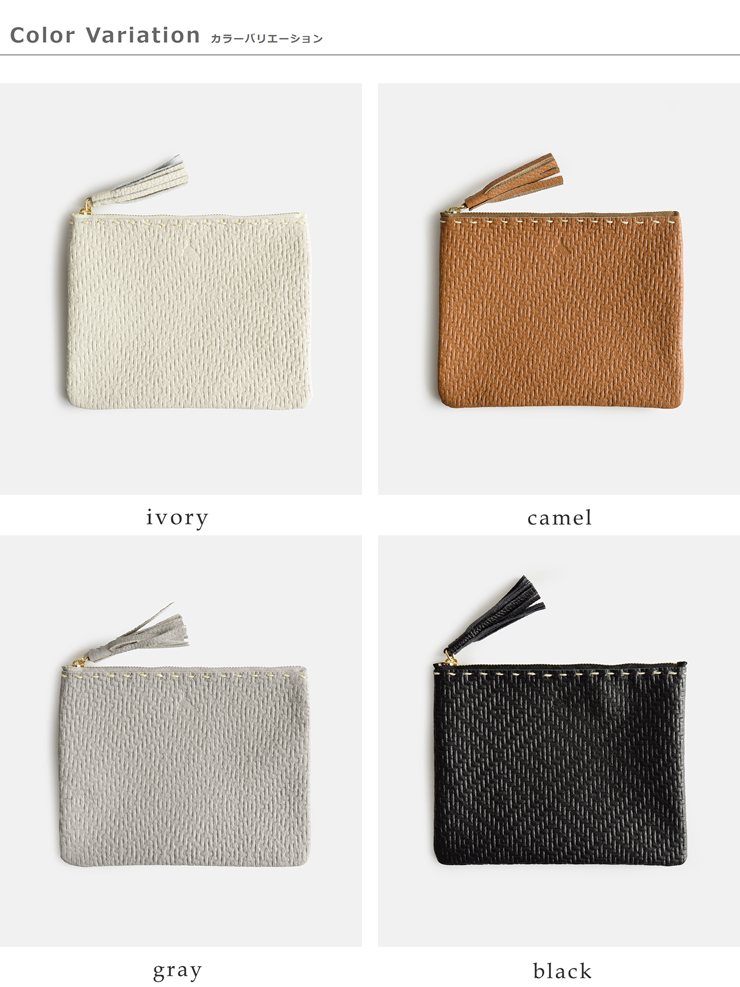 FEU DUN PHAREカウレザー 型押し ポーチ 大 f54148-38