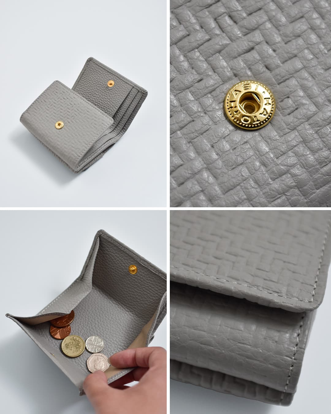 FEU DUN PHAREカウレザー 型押し 三つ折り ウォレット f54158-38