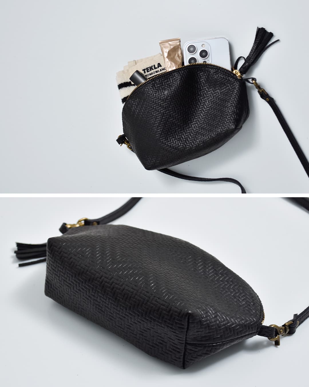 FEU DUN PHAREカウレザー 型押し ショルダー ポーチ f54163-38