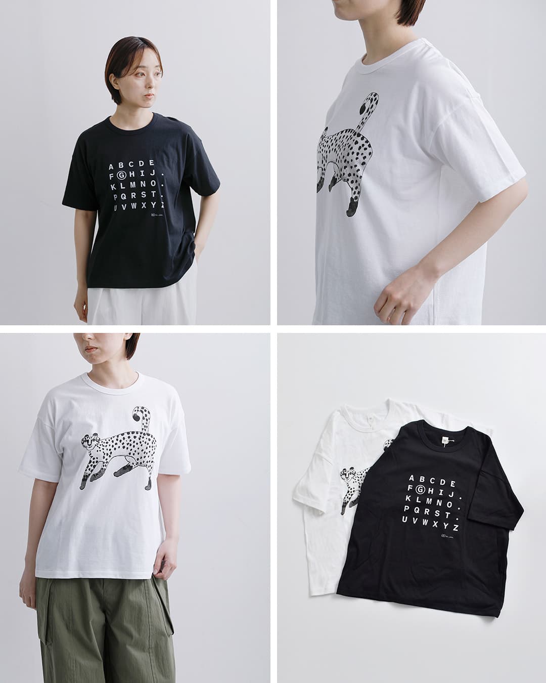 (g)コットン 天竺 プリント Tシャツ “COMMENT / ALPHABET / CHEETAH” g-317cm-al-ch