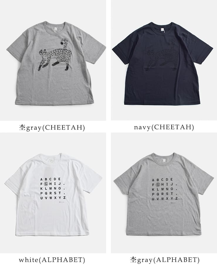 (g)コットン 天竺 プリント Tシャツ “COMMENT / ALPHABET / CHEETAH” g-317cm-al-ch