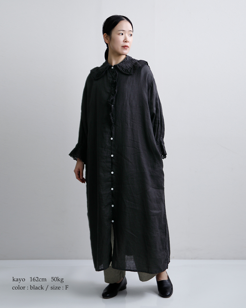 Gauze#(ガーゼ)リネンアンティークフリルワンピースameriANTIQUEFRILLONEPIECEg1162