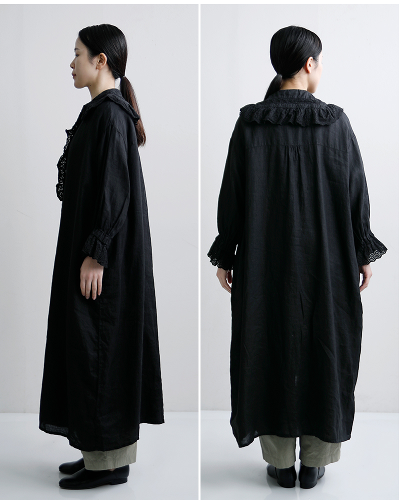 Gauze#(ガーゼ)リネンアンティークフリルワンピースameriANTIQUEFRILLONEPIECEg1162