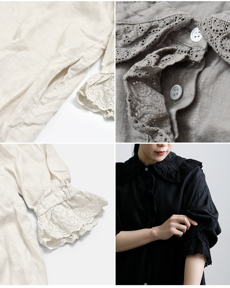 Gauze#(ガーゼ)リネンアンティークフリルワンピースameriANTIQUEFRILLONEPIECEg1162