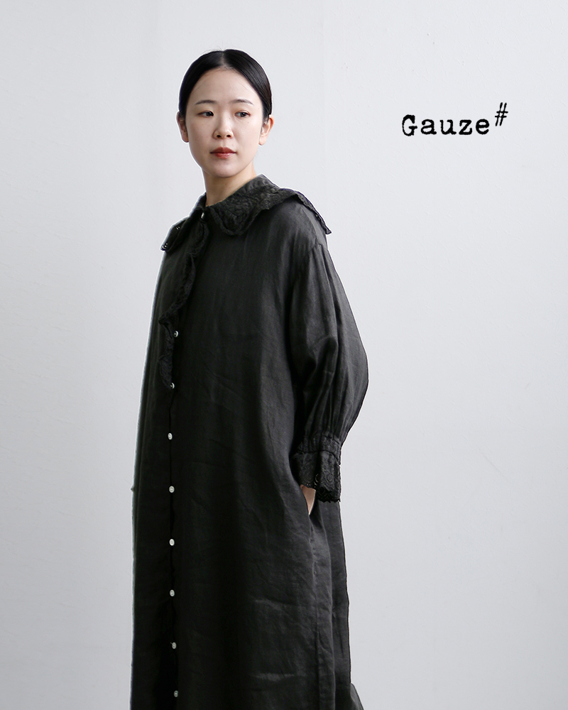 Gauze#(ガーゼ)リネンアンティークフリルワンピースameriANTIQUEFRILLONEPIECEg1162