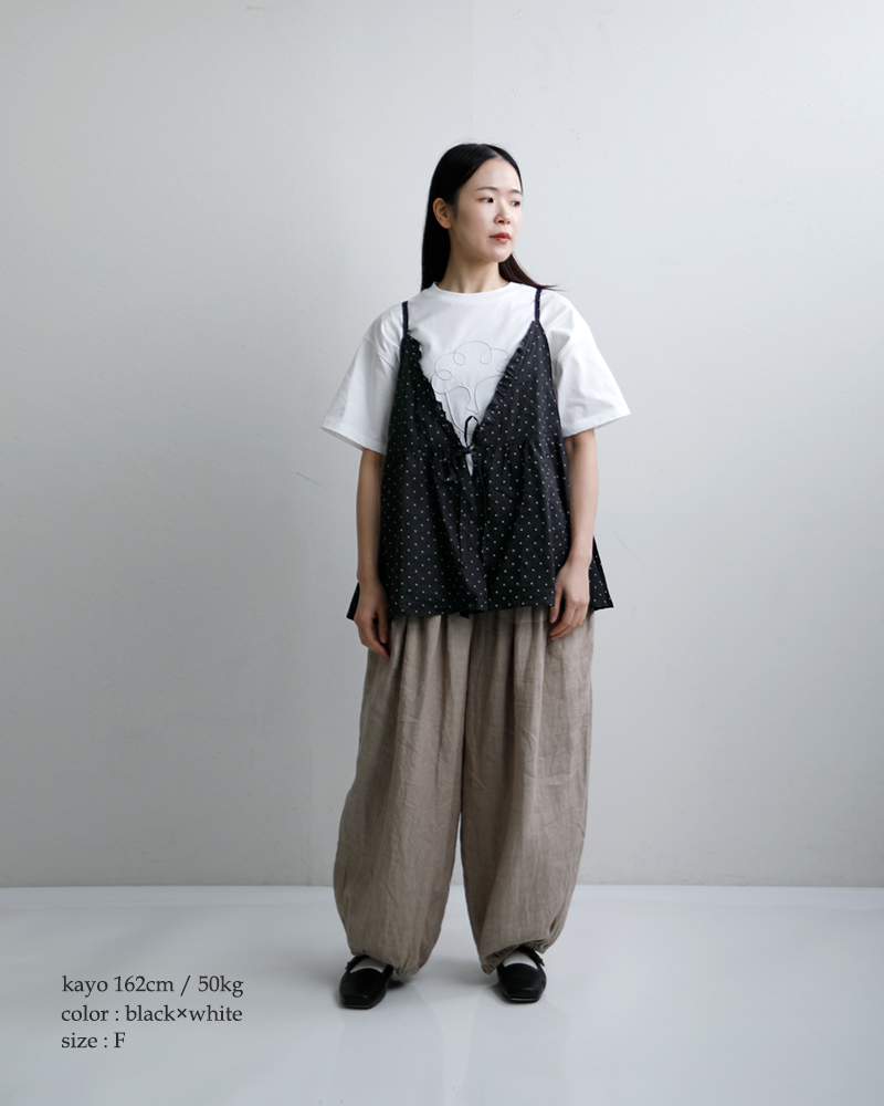 Gauze#(ガーゼ)ラミーリネン2wayスモールドットカシュクールキャミソールORIGINALSMALLDOTSCASHECOEULCAMISOLEg1168