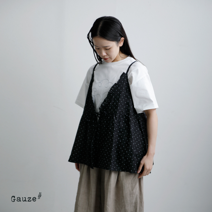 Gauze#(ガーゼ)ラミーリネン2wayスモールドットカシュクールキャミソールORIGINALSMALLDOTSCASHECOEULCAMISOLEg1168