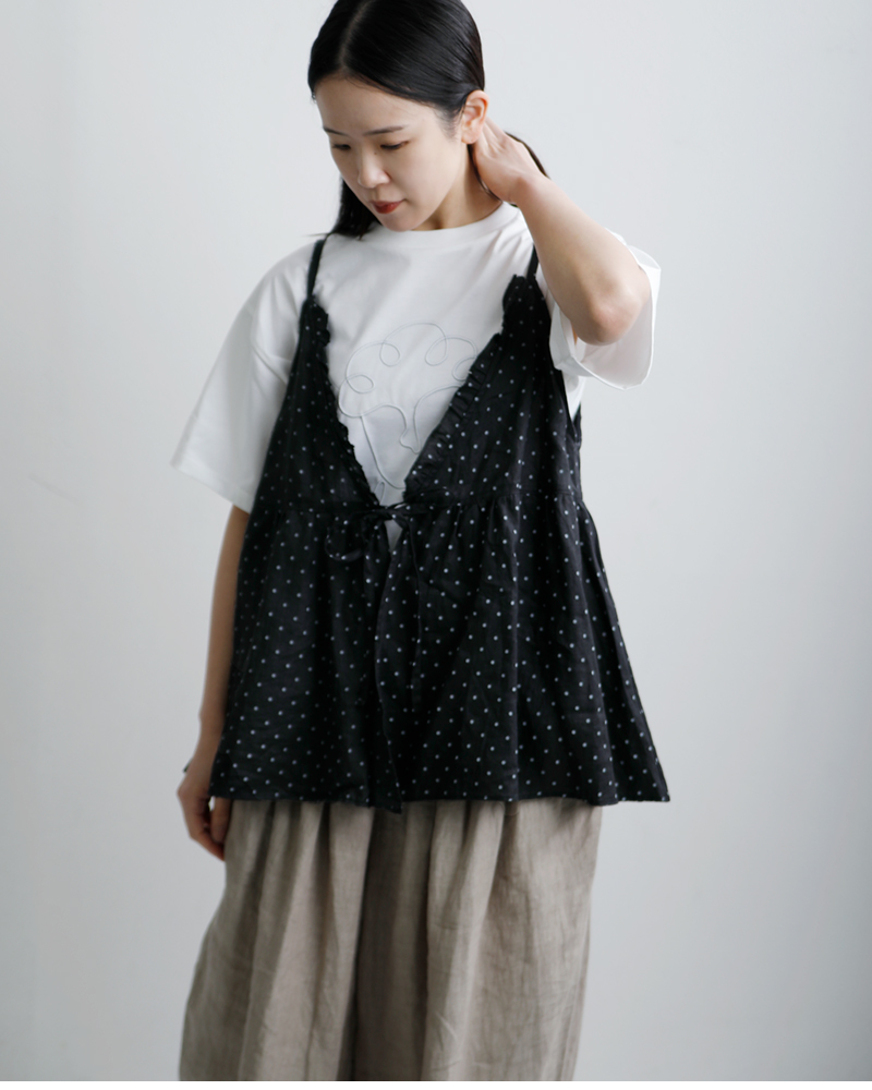 Gauze#(ガーゼ)ラミーリネン2wayスモールドットカシュクールキャミソールORIGINALSMALLDOTSCASHECOEULCAMISOLEg1168