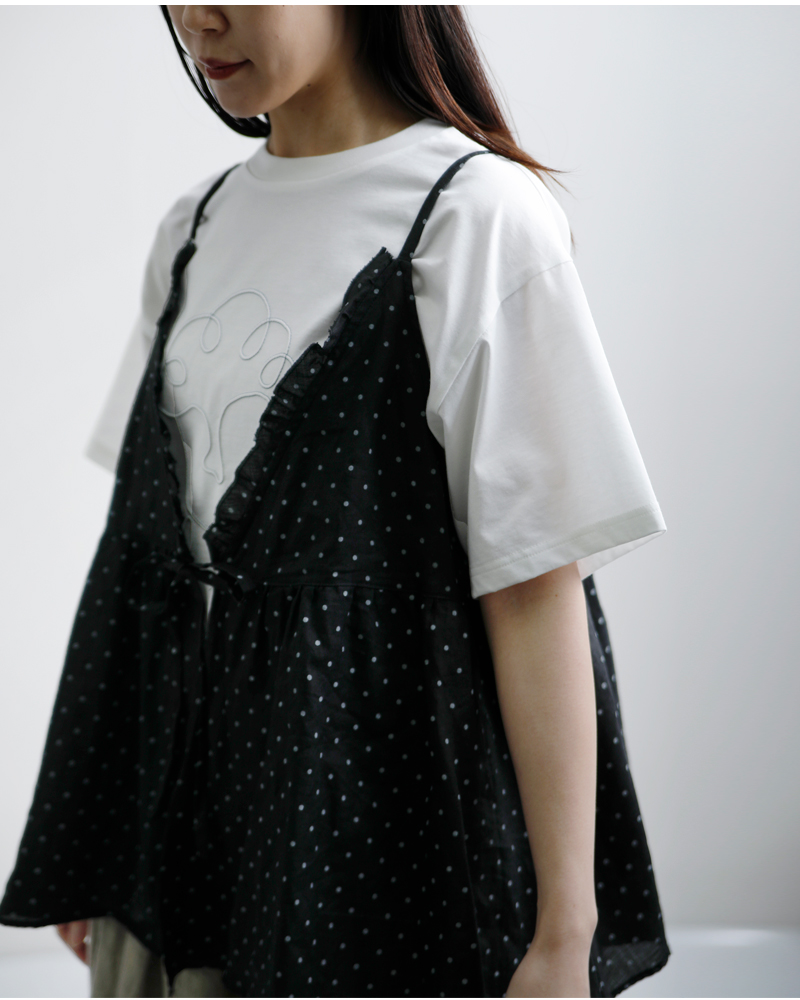 Gauze#(ガーゼ)ラミーリネン2wayスモールドットカシュクールキャミソールORIGINALSMALLDOTSCASHECOEULCAMISOLEg1168