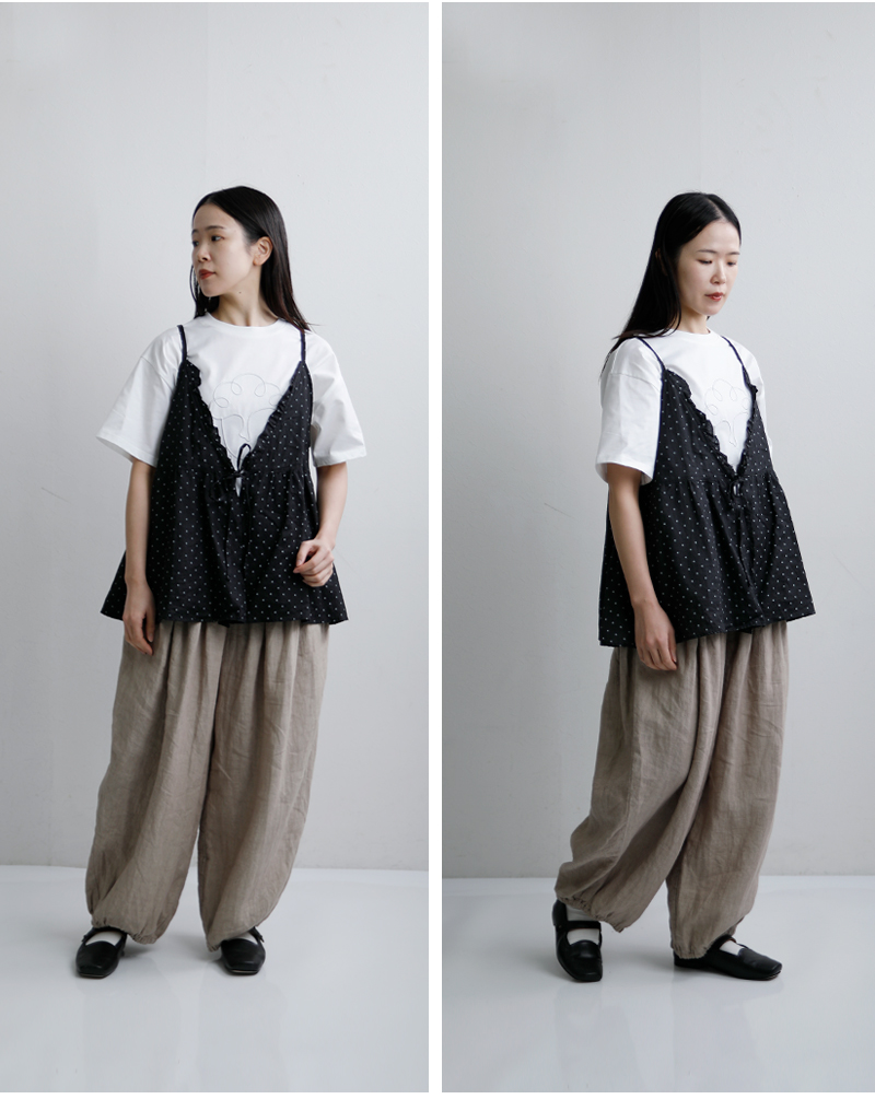 Gauze#(ガーゼ)ラミーリネン2wayスモールドットカシュクールキャミソールORIGINALSMALLDOTSCASHECOEULCAMISOLEg1168