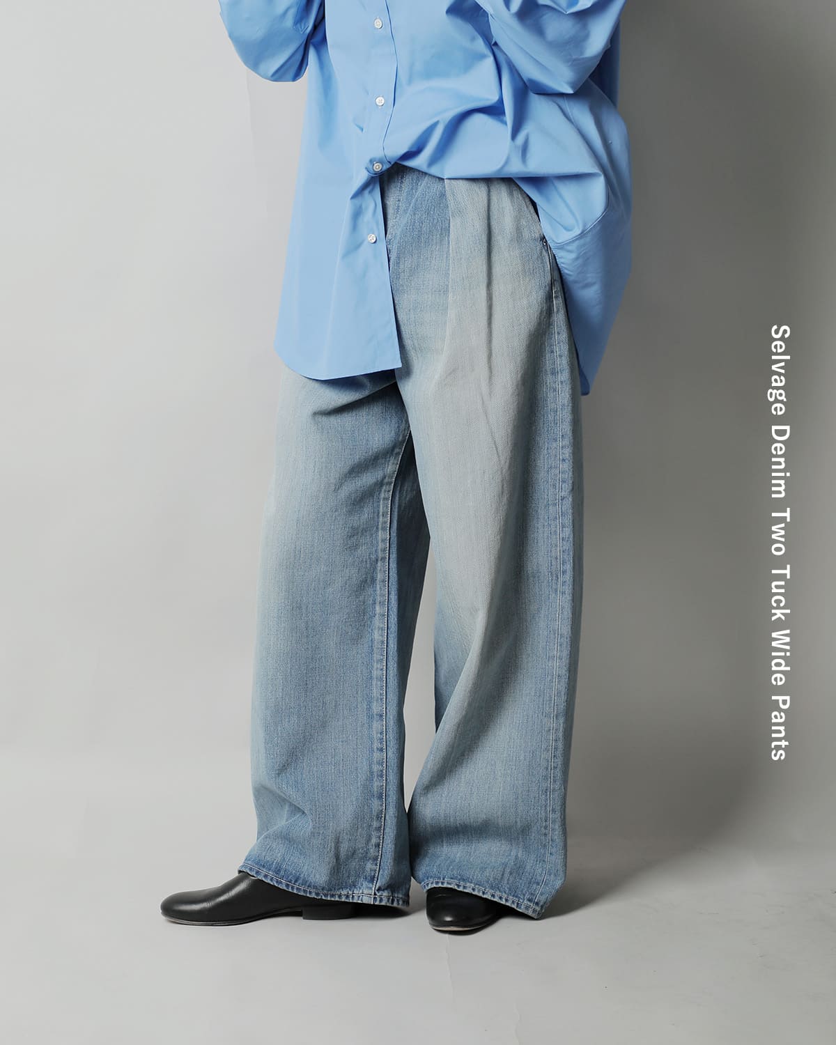 graphpaper�c�[�^�b�N ���C�h �Z���r�b�` �f�j���p���c �gSelvage Denim Two Tuck Wide Pants�h gl261-40062lb