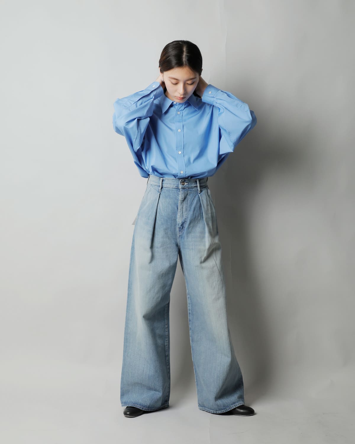 graphpaper�c�[�^�b�N ���C�h �Z���r�b�` �f�j���p���c �gSelvage Denim Two Tuck Wide Pants�h gl261-40062lb