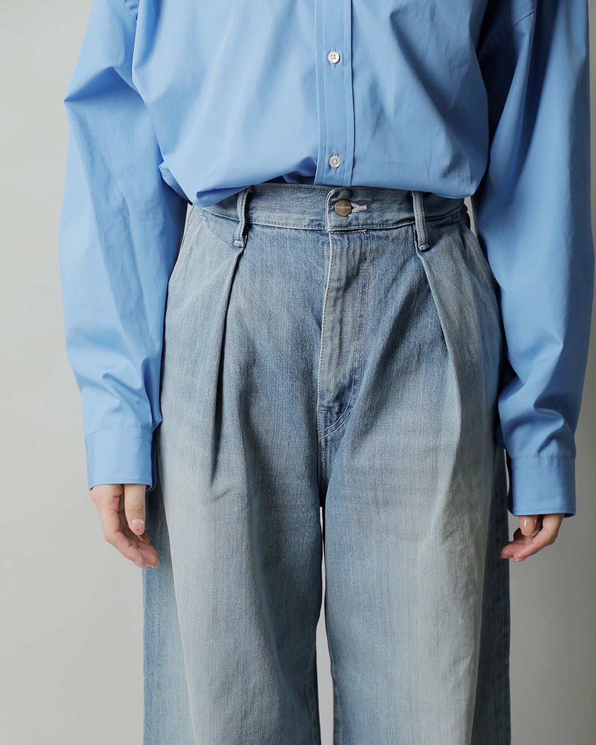 graphpaper�c�[�^�b�N ���C�h �Z���r�b�` �f�j���p���c �gSelvage Denim Two Tuck Wide Pants�h gl261-40062lb