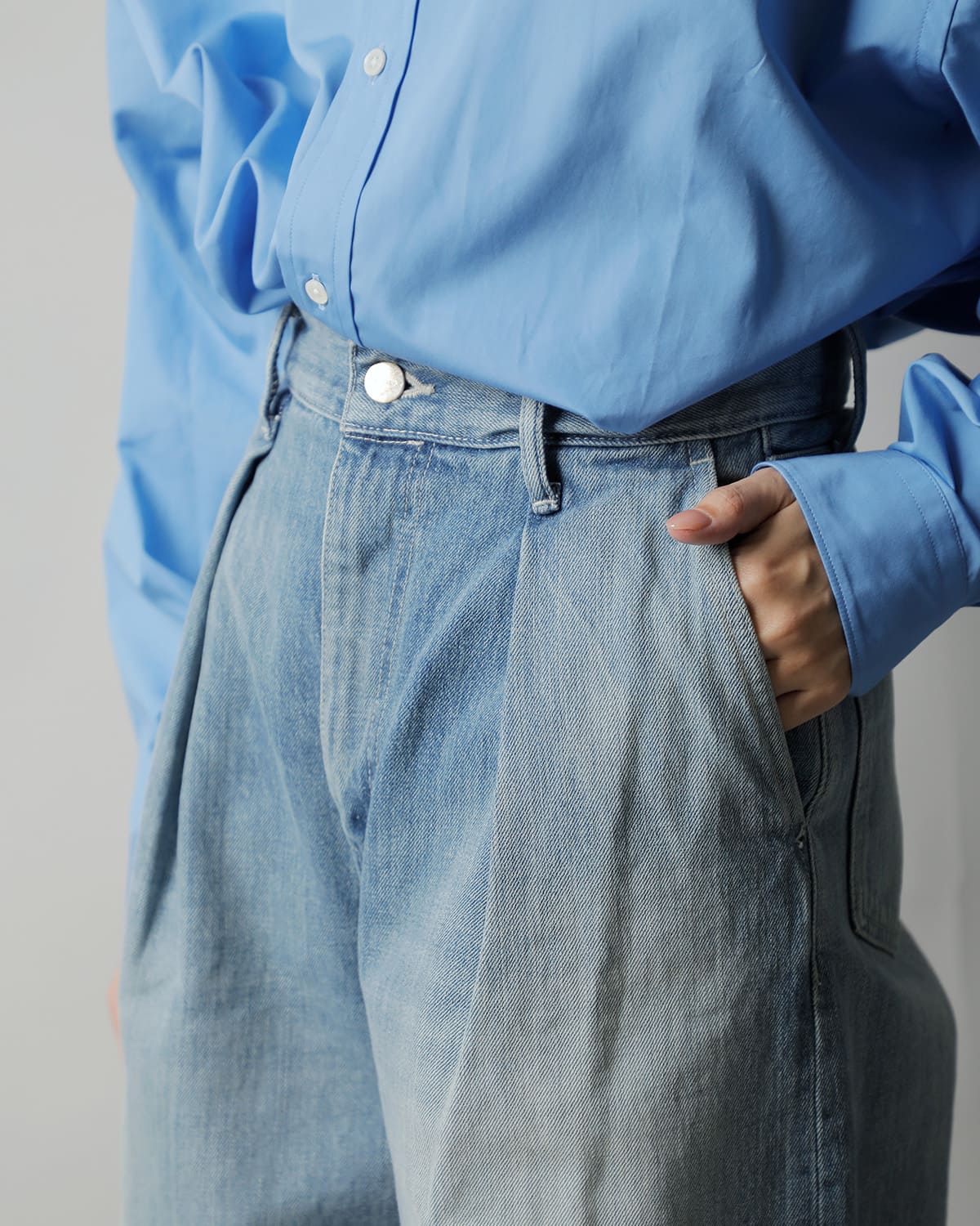 graphpaper�c�[�^�b�N ���C�h �Z���r�b�` �f�j���p���c �gSelvage Denim Two Tuck Wide Pants�h gl261-40062lb