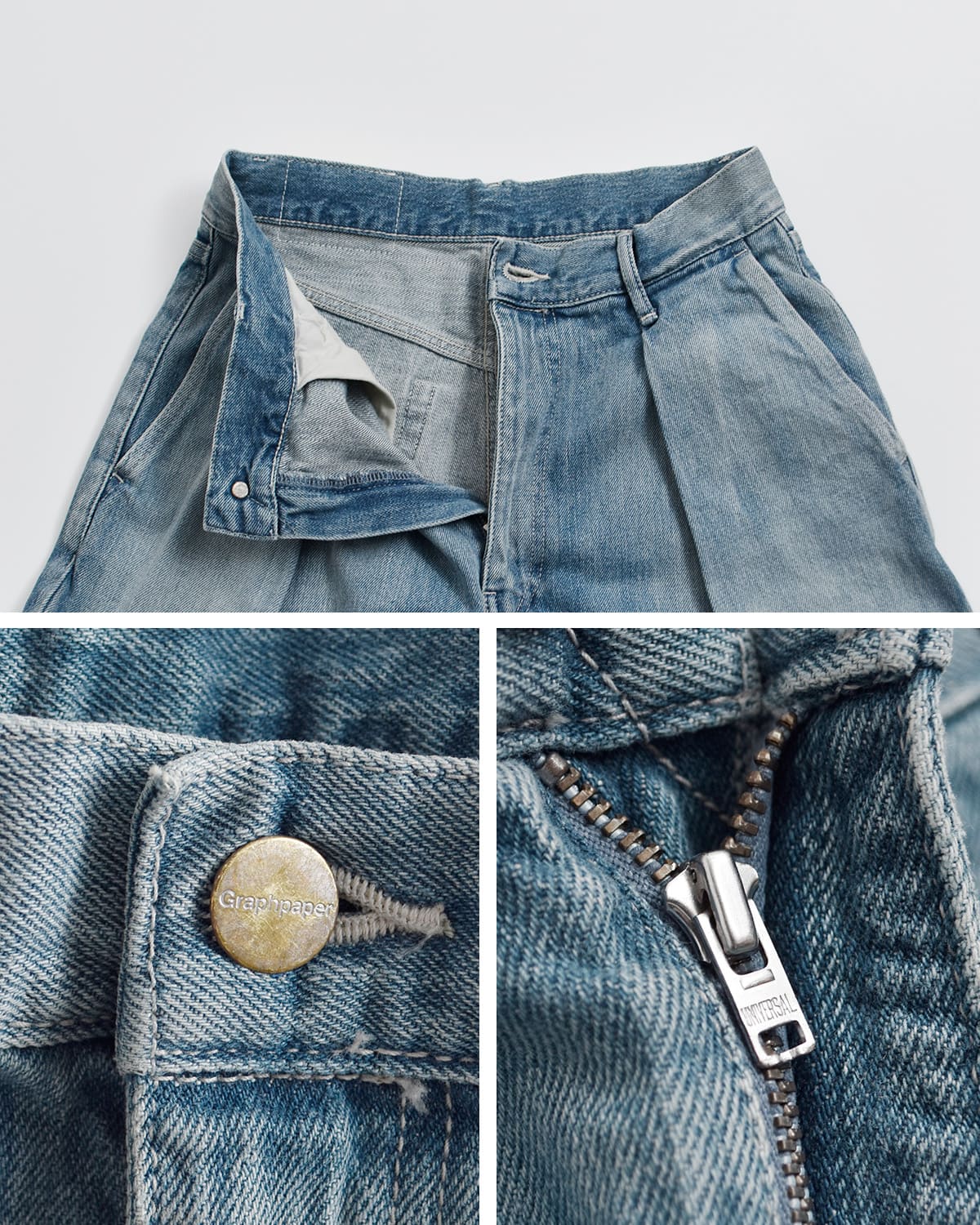 graphpaper�c�[�^�b�N ���C�h �Z���r�b�` �f�j���p���c �gSelvage Denim Two Tuck Wide Pants�h gl261-40062lb