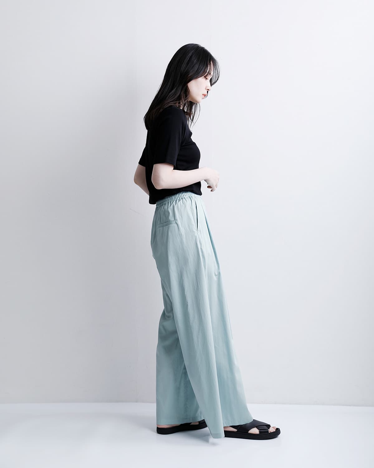 graphpaper�V���R�� �|�v���� �c�[�^�b�N �C�[�W�[ ���C�h�p���c �gSilicon Poplin Two Tuck Easy Wide Pants�h gl261-40187