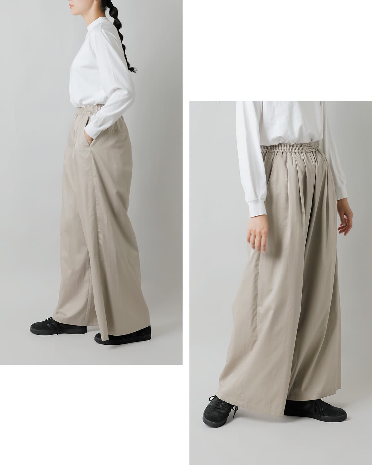 graphpaper�V���R�� �|�v���� �c�[�^�b�N �C�[�W�[ ���C�h�p���c �gSilicon Poplin Two Tuck Easy Wide Pants�h gl261-40187