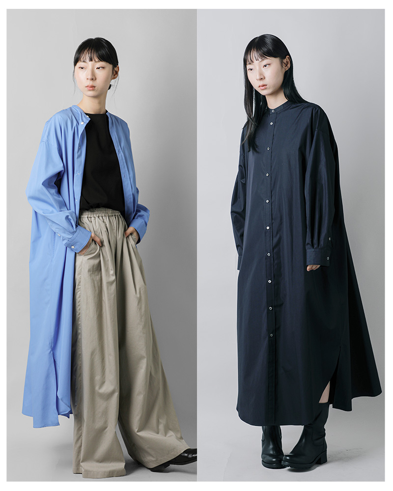 graphpaper(�O���t�y�[�p�[)�R�b�g���o���h�J���[�V���c�����s�[�X�hHighCountBroadOversizedBandCollarShirtDress�hgl261-60036b