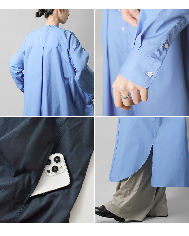 graphpaper(�O���t�y�[�p�[)�R�b�g���o���h�J���[�V���c�����s�[�X�hHighCountBroadOversizedBandCollarShirtDress�hgl261-60036b