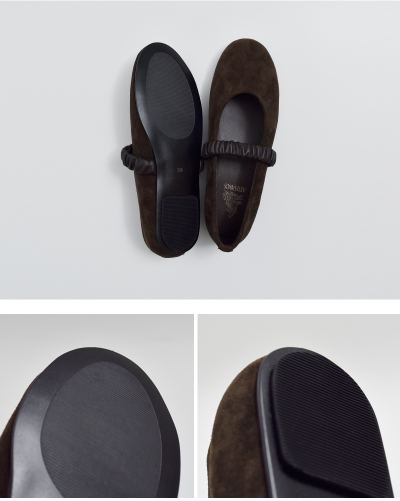 ARTESANOS(アルテサノス)カウスエードレザーベルトバレエシューズgu5-675-af